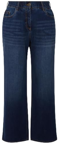 Ulla Popken Damen Mary Fit Wide Leg Stretch Jeans Lässige Hose, Klassischer Blauer Denim, 40W Petite