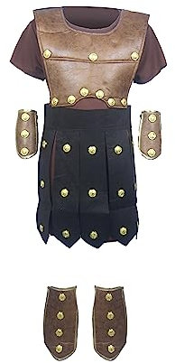 Henbrandt Kinder Deluxe Römische Soldat Kostüm Gladiator Zenturio Antike ROM Schule Geschichte Tag Halloween Kostüm für Jungen Römische Outfit für Kinder (Alter 7-9)