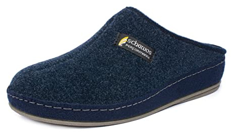 SCHAWOS Herren Filz-Pantoffel 6030 mit Schurwolle und Filzschale | Warme Schurwollfütterung, offene Form, stabile Filzschale und rutschhemmende Sohle für gemütliche Wintertage