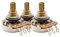 Musiclily Pro A250K Full Brass Inch Sized Fine 24-Spline Split Shaft Pots Audio Taper Potentiometers for USA Electric Guitar Bass (Set of 3)