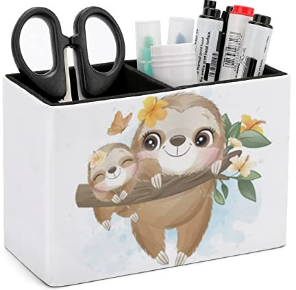 Stiftehalter für den Schreibtisch, niedlicher kleiner Faultier-Stifthalter, Aufbewahrung, Schreibtisch, Stift-Organizer, Bleistift-Organizer, Make-up-Pinselhalter für Büro, Schule, Uni, Leder