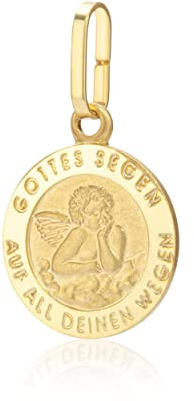 NKlaus Kettenanhänger kleiner Schutzengel Gravur Gott schütze Dich 333 Gelb Gold 10,2mm 8656