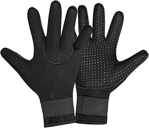 5 mm Neopren-Handschuhe, Taucher-Neopren-Handschuhe, flexibel, mit verstellbarem Taillenriemen, zum Schnorcheln, Tauchen, Surfen, Kajak, Rafting