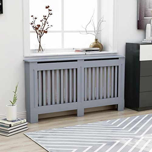 HOMIUSE Heizkörper Verkleidung Abdeckung 152x19x81.5 cm Heizkörperverkleidung Modernes Lamellen-Design Heizung Abdeckung Heizungsverkleidung für Schlafzimmer Wohnzimmer Anthrazit MDF