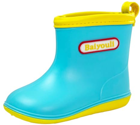 Stivali Pioggia Bambini Impermeabile Leggeri Stivaletti da Pioggia in PVC Morbido Stivali di Gomma per Bambina Bambino, Azzurro, Produttore Taglia 14, 22 EU