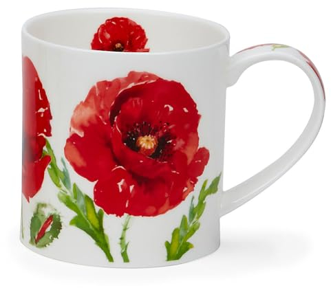 Dunoon Orkney Tasse en porcelaine fine Motif fleurs irisées et coquelicot 0,35 l