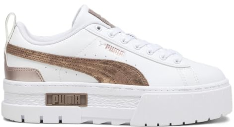 PUMA Mayze Glam - Zapatillas deportivas con cordones para mujer, color blanco, Blanco-clavo oscuro, 42 EU