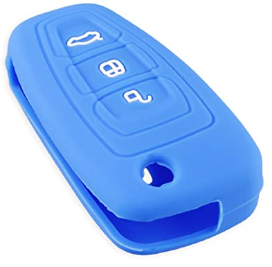 OTMIK Silikon Autoschlüssel Hülle passend für Ford Ranger C-Max S-Max Focus Galaxy Mondeo Transit Tourneo Custom Schlüsselhülle Zubehör (Blau)