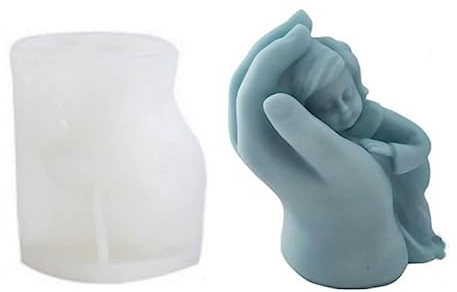 LAKYMIE Silikonform Kerzenform Kerzen-Gießform Mutter Hand Kind DIY Kerzenform für Sojawachs, Bienenwachs, Aromatherapie, Schokolade