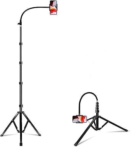 Elitehood 203cm Tall Heavy Duty Metal Tripod Stand for Filming, Gooseneck Overhead Tripod with 360°Rotation Phone Holder for iPhone 16/15/14/13/12 Pro Max, All Phones