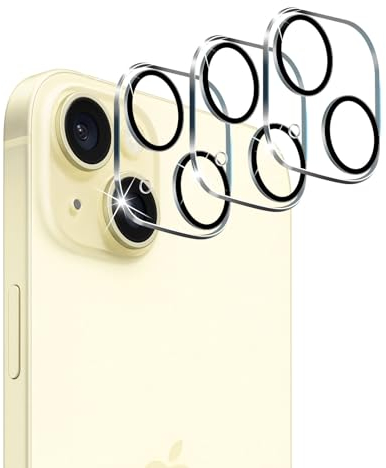 LiiLaa Protector de Lente de Cámara Compatible con iPhone 15/15 Plus, 9H Dureza Anti Arañazos Protector Camara Vidrio Templado, Sin Burbujas HD Cristal Templado