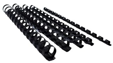Plastikbinderücken, PVC, 10 mm, 14 Ringe, A5, 25 Stück, Schwarz