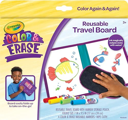 Crayola Color & Erase Zeichenbrett für Kinder, Reise-Malset, Zeichenspielzeug, Kleinkind-Malset, Geschenk für Kinder, ab 3 Jahren
