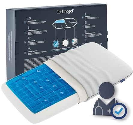 Technogel Deluxe Kühlendes Gelkissen - Nacken- und Schulterschmerzlinderung, geruchloser Memory-Schaum, kühler Schlaf für Bauch- und Rückenschläfer, Standardform mit waschbarem Kühlbezug (King Thick)