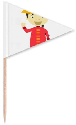 Vestido largo rojo China Dibujos animados Palillo Triángulo Cupcake Toppers Bandera