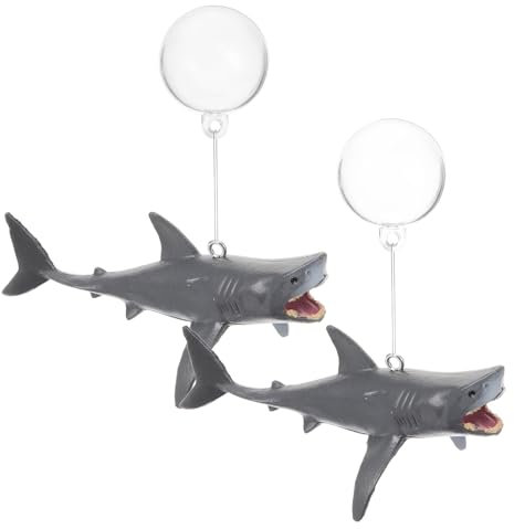 BESPORTBLE 2Pcs Fish Tank Decorations, Mini Fish Tank Ornaments Floating Shark with Wire and Ball for Fish Tank Aquarium Decorations