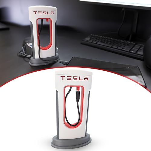 Tesla Desktop Supercharger Replica Ladestation Zubehör - USB-C kompatibel für Android und iPhone - Inklusive USB-C Kabel - Made in USA für Tesla Enthusiasten - Vormontiert - Geschenk - Made in USA