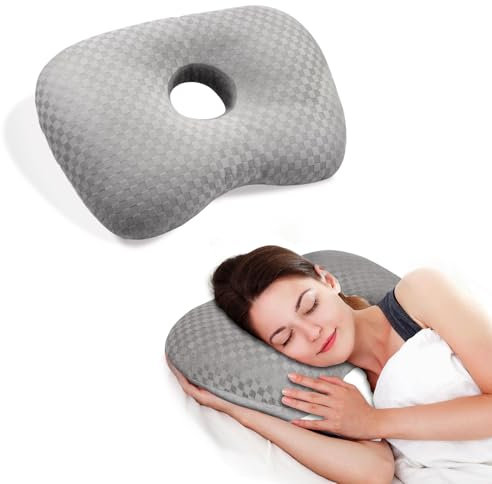 Babyezz Oreillers de piercing CNH avec un trou d'oreille - Soulage la douleur des oreilles pour les oreilles latérales et le soulagement de la douleur - Inflammation des oreilles - Gris