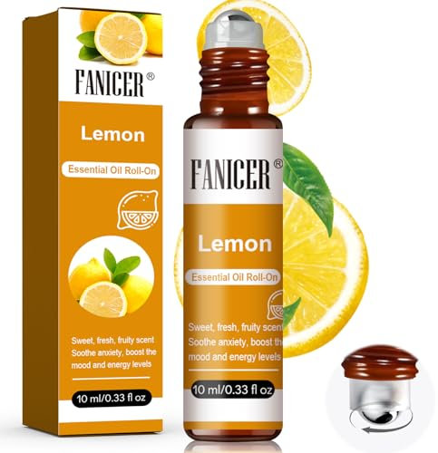 Roll-On Aroma, Ätherische Öle und Duftöle für Aromapflege, Aromazeug roll on, Aromatherapie und Stressabbau, Vegan und bio, Entspannung für eine lindernd, 10ML Reisegröße, Zitrone