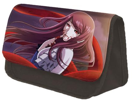 Jilijia Tokyo Ghoul Federmäppchen, Kaneki Ken Anime, Doppelreißverschluss, großes Fassungsvermögen, Schreibwaren-Tasche, Cartoon-Aufbewahrung, Stifttasche für Teenager, Jungen, Mädchen, Geschenke, Typ