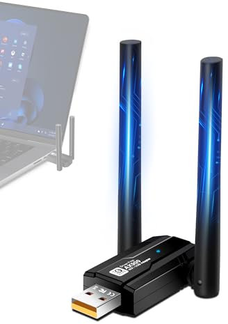 RUIZHI AX900Mbs Cle WiFi pour PC, WiFi 6 Adaptateur, Doublebande (5.8 GHz / 2.4 GHz), Clé WiFi Con 5DBI Antenne, Bluetooth Dongle WiFi Compatible avec Win7/8/10/11 (WiFi)