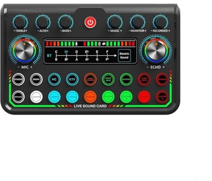 Carte son en direct, dispositif de changement de voix portable pour BT V5.0 Carte son audio externe pour DJ, karaoké, jeu