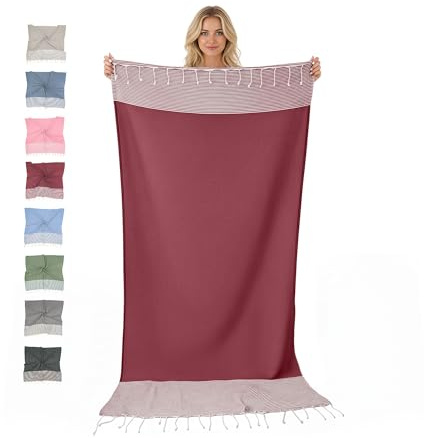 furora HOLIDAY Hamamtuch groß 100x200 cm (Baumwolle), Strand-Saunatuch Damen Herren Saunahandtuch: dünn, kompakt, lang - Strandtuch Hammam Sauna Tuch XXL, Handtuch: Strandhandtuch Urlaub Must Haves
