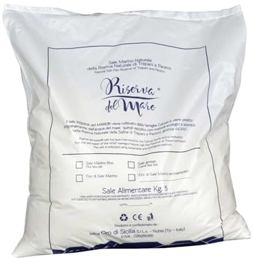 Sale Marino Integrale Artigianale di Trapani – Sicilia – Presidio Slow Food – Macina Fine, Naturale e Non Raffinato (5 kg)