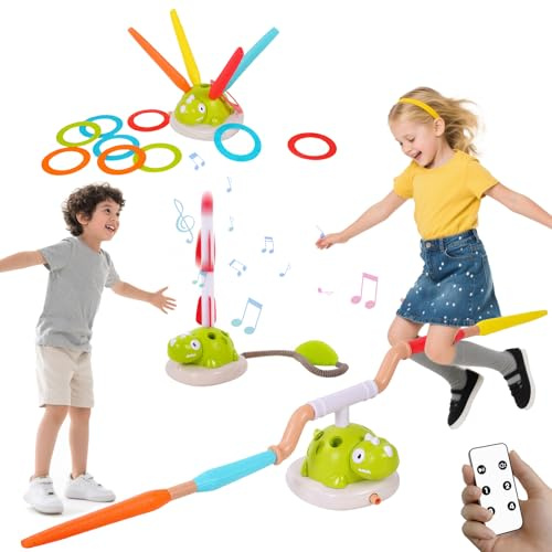3-in-1-Spiele für den Außenbereich, für Kinder, Ringwerfer, Rakete, Spielzeuge, Musikspringen, Spiele für Kinder 3 4 5 6 7 8 9 Jahre Weihnachten, Mädchen, Jungen, Geschenk zum Geburtstag