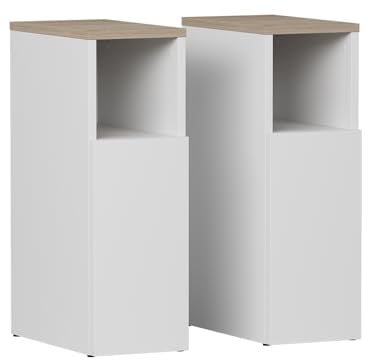 Vicco Nachttisch Enton Weiß/Sonoma | 2er set, geeignet als Ablagefläche neben dem Bett