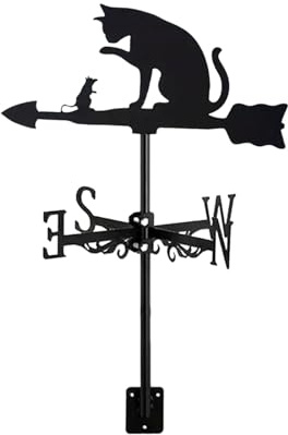JAYIOLA Wetterfahne mit Schwarzer Katze, Kunsthandwerk Aus Eisen, Kätzchen Ornament, Tier Wetterfahne