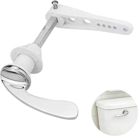 Toilet Tank Handle Replacement,Flush System Parts,Cistern Flush Lever | Silver,Side Mount,Universal Fit, Modern Minimalist Style，Alloy Kit,For Toilet Repairs