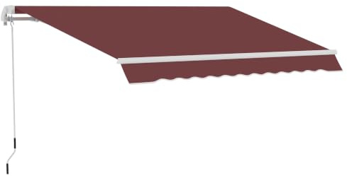 Outsunny Toldo Manual Retráctil 350x250 cm, Toldo Exterior Terraza con Ángulo Ajustable, Brazo Articulado, Montaje a Pared, Estructura de Aluminio, Anti-UV e Impermeable, para Jardín, Rojo Vino