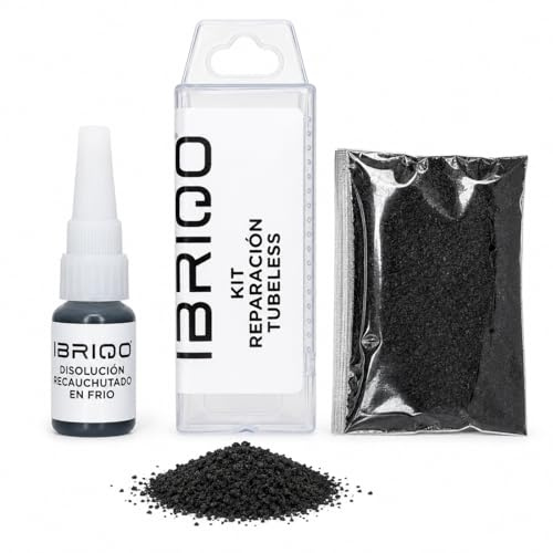 IBRIQO® Kit Recauchutado Tubeless | Vulcanización En Frío | Reparación De Cortes En Cubiertas Sin Desmontar Rueda | Disolución Caucho + Partículas Caucho