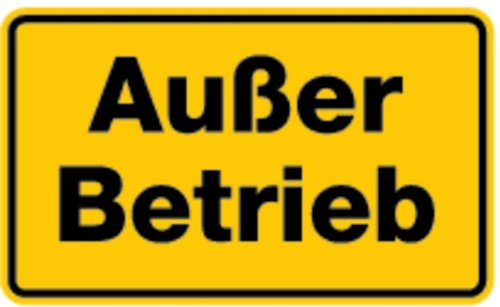 LEMAX® Hinweisschild, Außer Betrieb, 120x200mm Magnetfolie gelb/Schriftfarbe: schwarz/Randfarbe: schwarz 200x120mm
