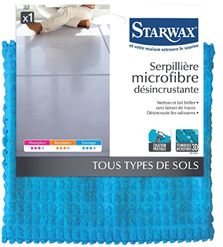 Serpillière microfibre désincrustante pour sols intérieurs 70x50cm STARWAX