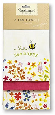 Cooksmart British Designed Pack of 3 Tea Towels | Luxury Tea Towels for Kitchen | Modern Designed Tea Towel Set