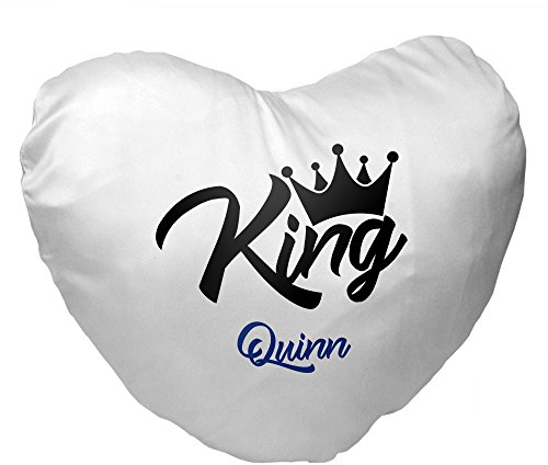 Eurofoto Herz-Kissen mit Namen Quinn und King-Motiv für Männer | Valentinstagsgeschenk | Kuschelkissen | Schmusekissen
