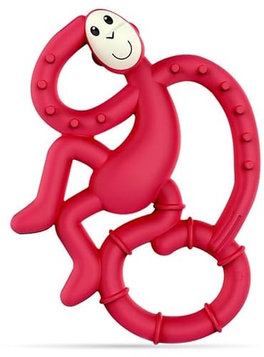 Matchstick Monkey Beißring/Zahnungshilfe/Beißspielzeug leicht zu greifen/BPA-frei/ab 3 Monaten/Mini Monkey für wundes Zahnfleisch/Affe mini rot
