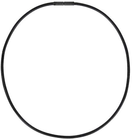 Auroris Echtleder Kette schwarz Dicke 3mm mit Tunnel-Drehverschluss aus SCHWARZEM Edelstahl Länge 45 cm