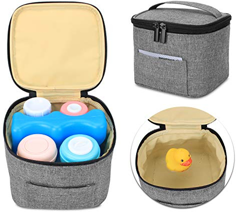 Luxja Breastmilk Cooler Bag (Hold 4 Breastmilk Bottles,150 ml), Leakproof Breast Milk Cooler for 120-150 ml Bottles (Bag Only), Grey