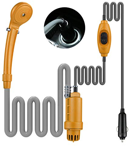 LIEBMAYA 12V Alcachofa Ducha Pistola Rociadora Portátil Auto Jardín Perro ideal para el camping, el coche o lavar al perro