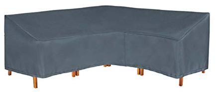 Hentex Cover Loungemöbel Abdeckhaube für L-Form Sofas，Wasserdichtes Atmungsaktives TPU Gewebe Abdeckhaube für Gartenmöbel ，Wasserdicht Schutz vor Wind UV schützende (Grau (270 * 210 * 85W*90H/65H cm)