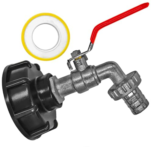 IBC Container Zubehör Adapter Kappe Deckel - Tank Adapter mit 1/2 Zoll Hahn und Schauchtülle