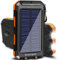 Durecopow Chargeur solaire, 20 000 mAh, portable, étanche, pour l'extérieur, batterie de secours externe, double ports USB 5 V, 2 lampes LED avec boussole (orange)