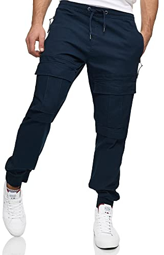 Indicode Herren Dennis Cargohose aus 98% Baumwolle mit 6 Taschen | Cargo Hose für Männer Navy, XXL