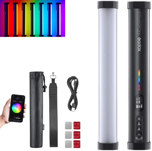Godox TL30 RGB Tube Light, CRI 97+ TLCI 99+ Handheld Full Color LED Video Light Wand, 2700K-6500K Dimmable LED Light Stick, 37 FX Light Effects, 2900mAh Battery, Bluetooth APP Control