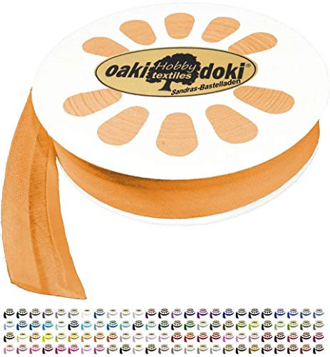 Sandras-Bastelladen 20m Schrägband/Einfassband Baumwolle Uni gefalzt Breite 20mm 658-Hellorange