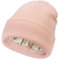 Damen Wintermütze mit Satin gefüttert, Zopfstrickmütze für Damen, Seidenfutter, dicke, klobige Mütze, Totenkopf, warme Kappe, Manschetten-Rosa, Einheitsgröße