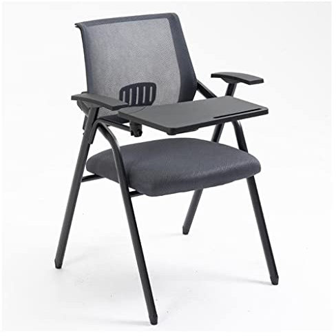 DUNAKE Chair With Desk Attached Adults, Ergonomic Office Chair Lumbar Support, Mesh Foldable Computer Chair With Right Handed Tablet Arm And Cup Holder Steel Frame Student Chair For School